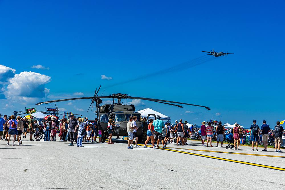 fly by over static displays