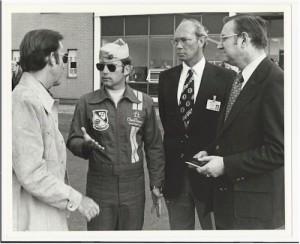 Chuck Newcomb, Blue Angel #8, arrives at the 1974 Cleveland National Air Show  