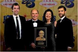 Chuck Newcomb with his wife Jenny and sons; Brian and Kevin at the 2014 ICAS Foundation Hall of Fame Induction